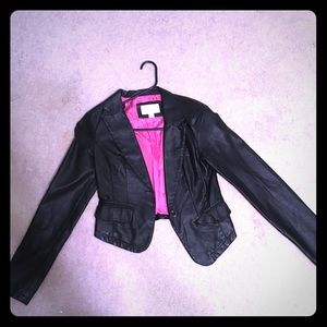 Black faux leather crop jacket size s